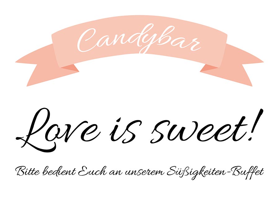 Candybar Schild für die Hochzeit zum Download