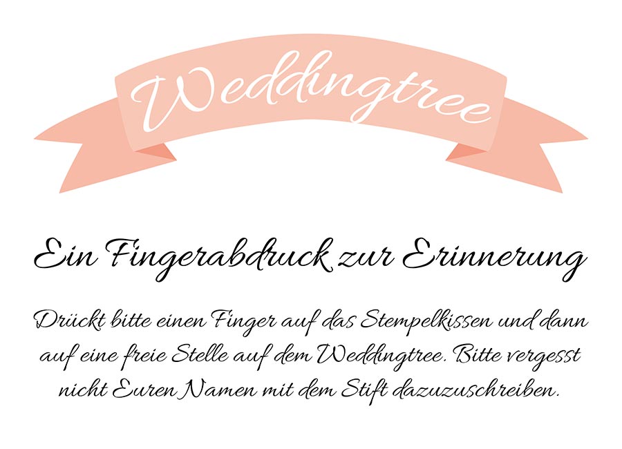 Weddingtree Schild für die Hochzeit zum Download