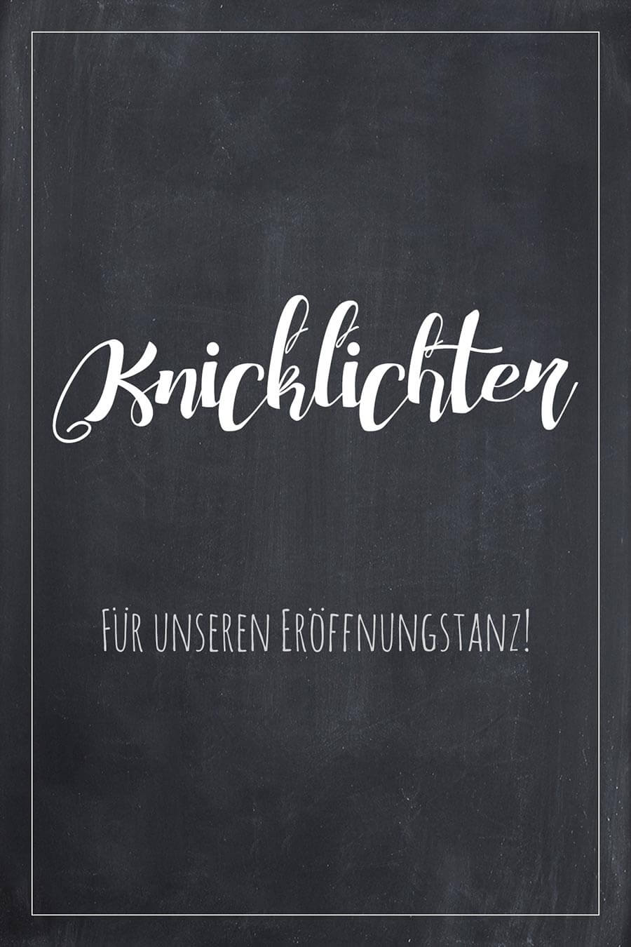 Knicklichter Schild für die Hochzeit im Tafel-Look. Finde hier viele weitere Vorlagen für Schilder in über 20 verschiedene Farben!