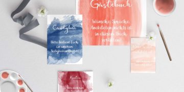 Papeterie-Serie "Watercolor": Schilder in Wasserfarben-Optik