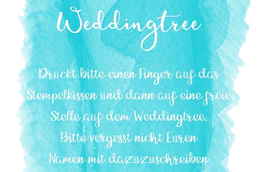 Weddingtree Schild in Wasserfarben-Optik kostenlos zum Download