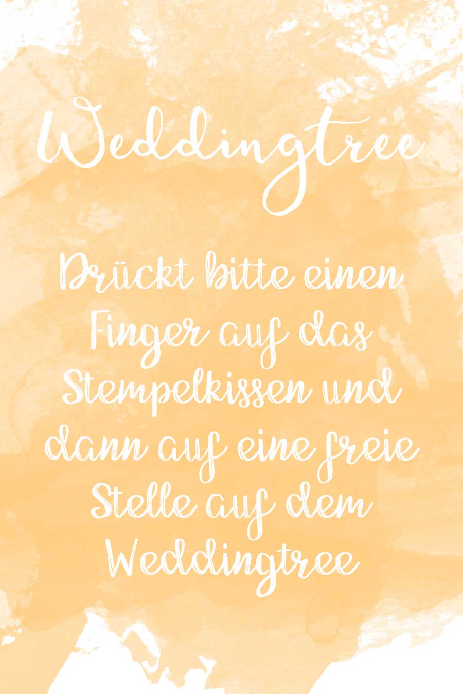 Weddingtree Schild in Wasserfarben-Optik kostenlos zum Download