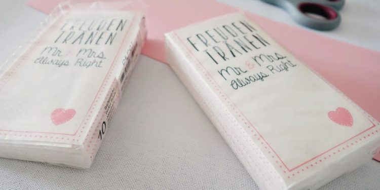 100 Freudentränen Taschentücher Hochzeit Mini Papiertüten Rosa Grau Geschenktüte 