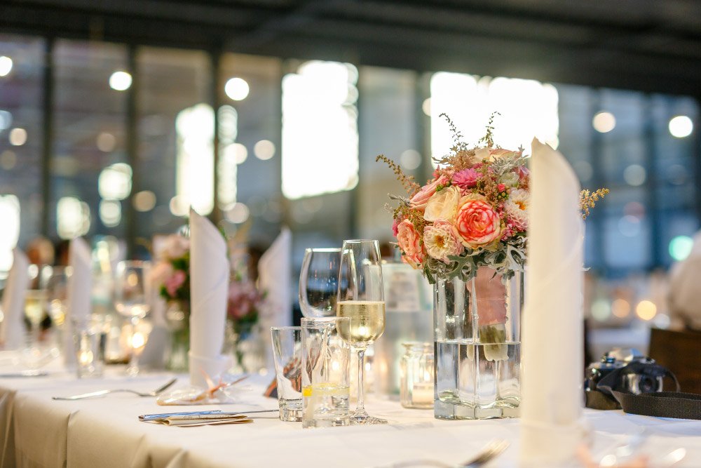 Tischdeko bei der Hochzeit in der Henrichshütte Hattingen