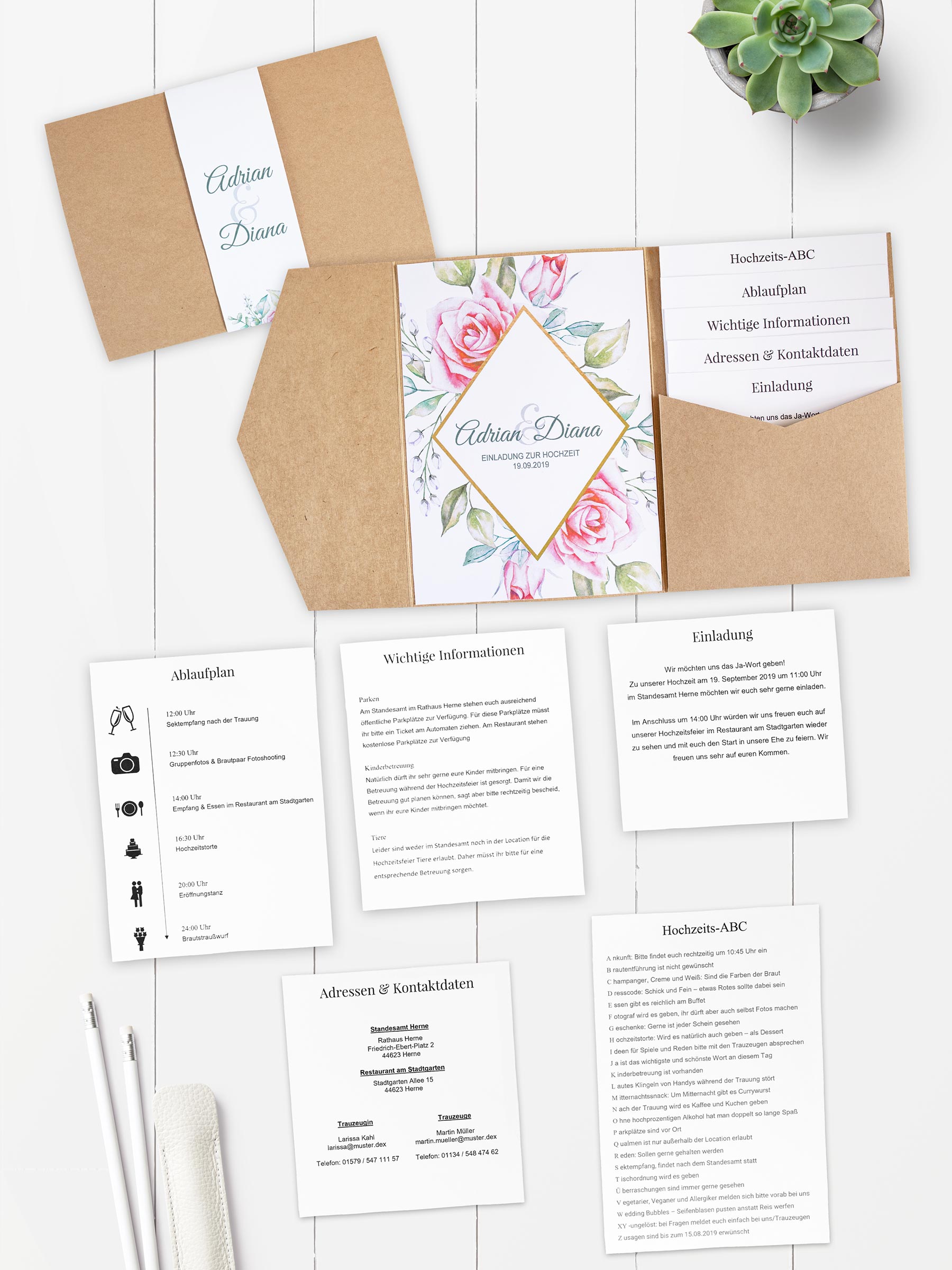 DIY Pocketfold Einladung zur Hochzeit