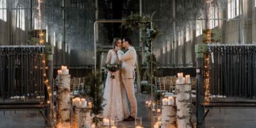 Industriell romantische Winter-Hochzeit