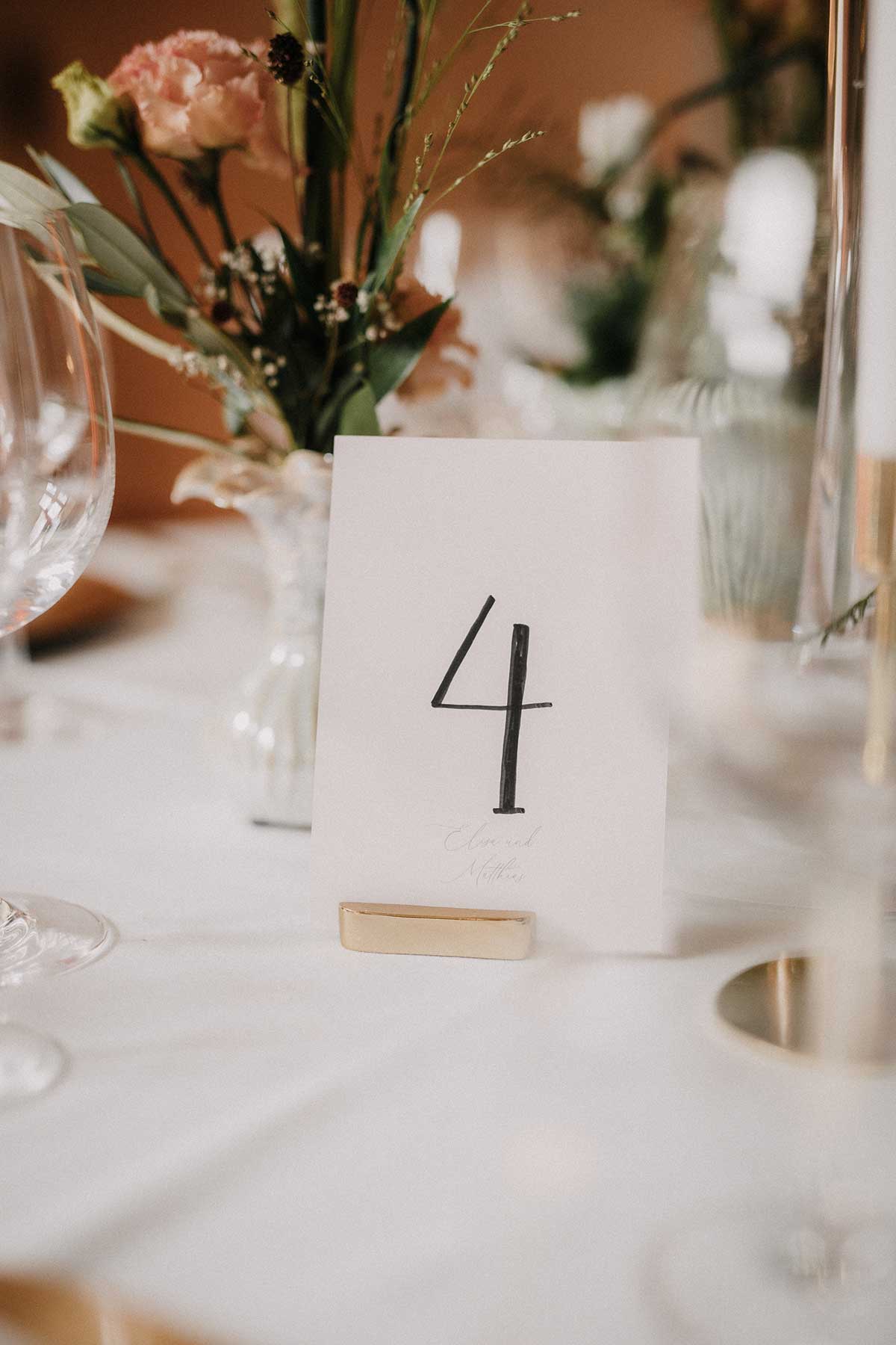 Tischnummer bei der Hochzeit