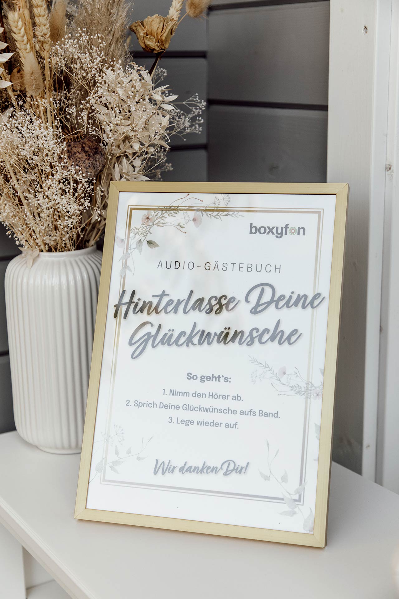 Anleitung für das boxyfon als Aufsteller in einem Bilderrahmen